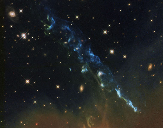 image of Herbig-Haro 110, a geyser of hot gas flowing from a newborn star
