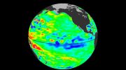 image of sea surface heights in the Pacific Ocean from NASA’s Jason-2 satellite