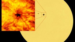 Image of the Solar Surface Alongside a Close-Up View of a Sunspot From ALMA