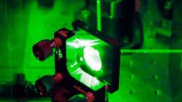 Lasers and mirrors at Quantop laboratories at the Niels Bohr Institute