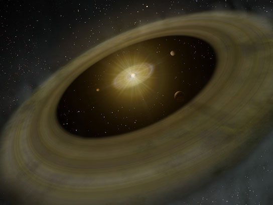rendition of PDS 70 and its two protoplanetary disks