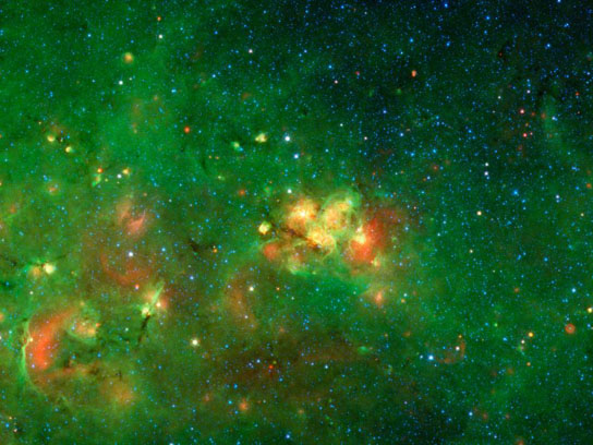 working on the Milky Way Project, scanning a vast collection of infrared images from NASA's Spitzer Space Telescope